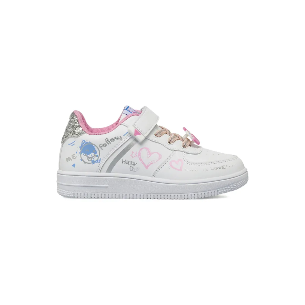Sneakers da bambina bianche con stampa cuori Dieci Baci