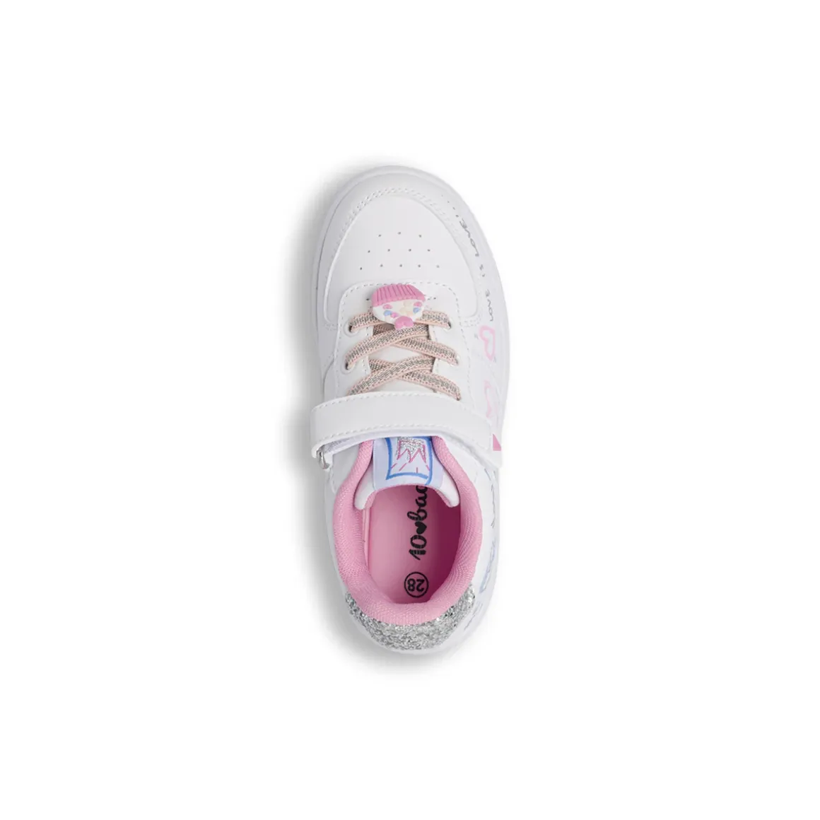 Sneakers da bambina bianche con stampa cuori Dieci Baci