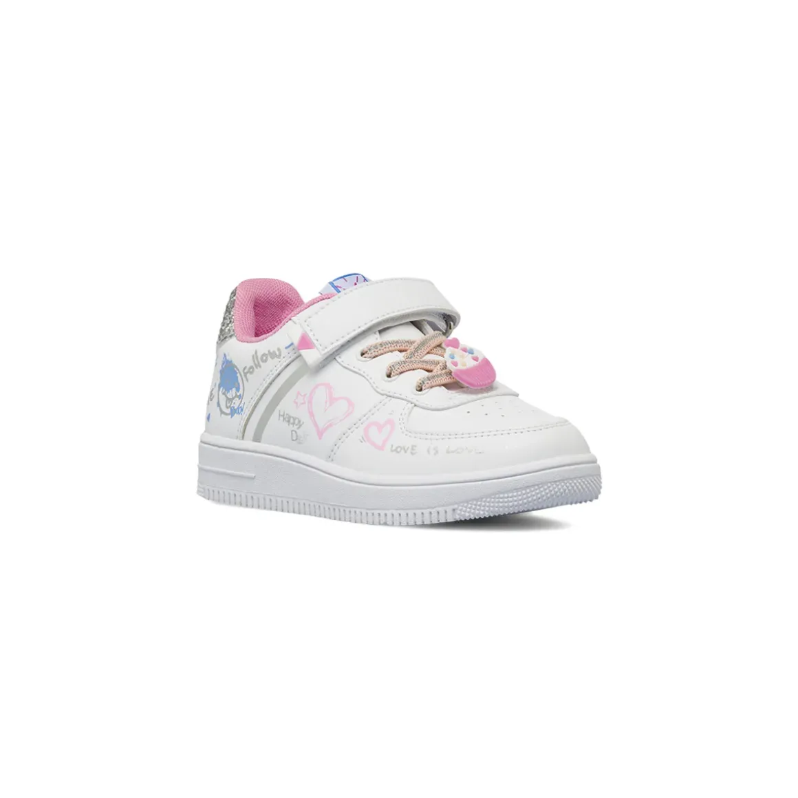 Sneakers da bambina bianche con stampa cuori Dieci Baci