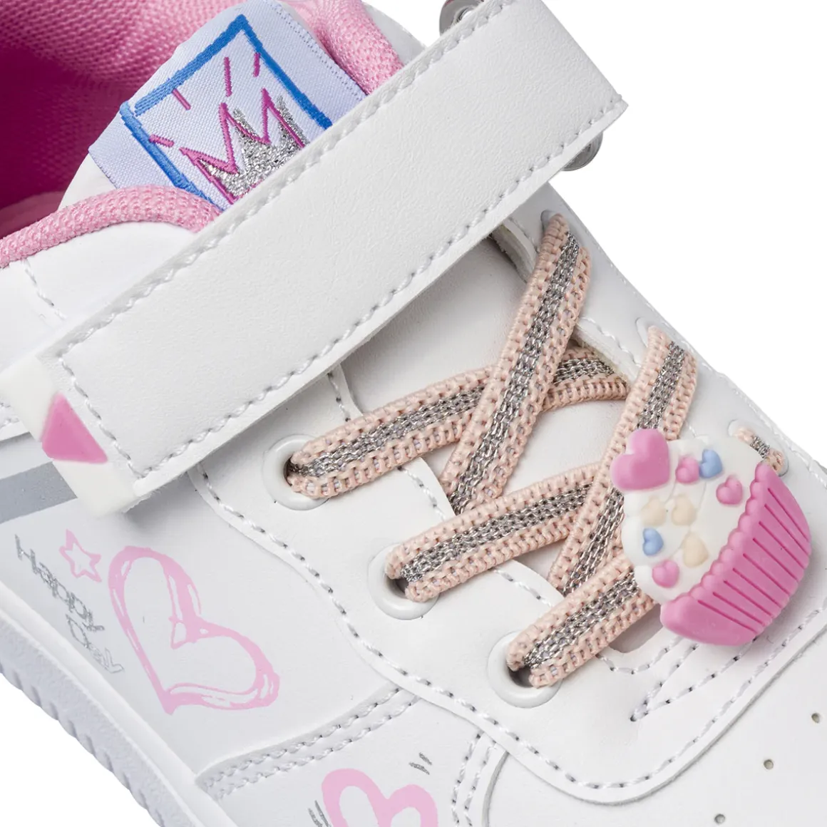 Sneakers da bambina bianche con stampa cuori Dieci Baci