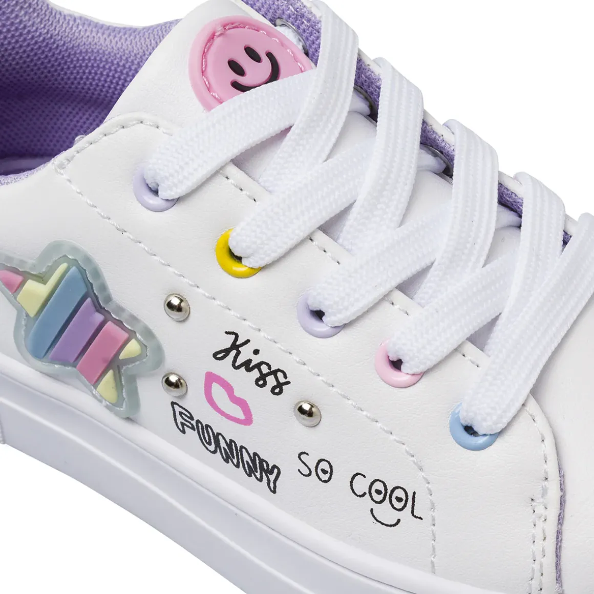 Sneakers da bambina bianche con stella iridescente Dieci Baci