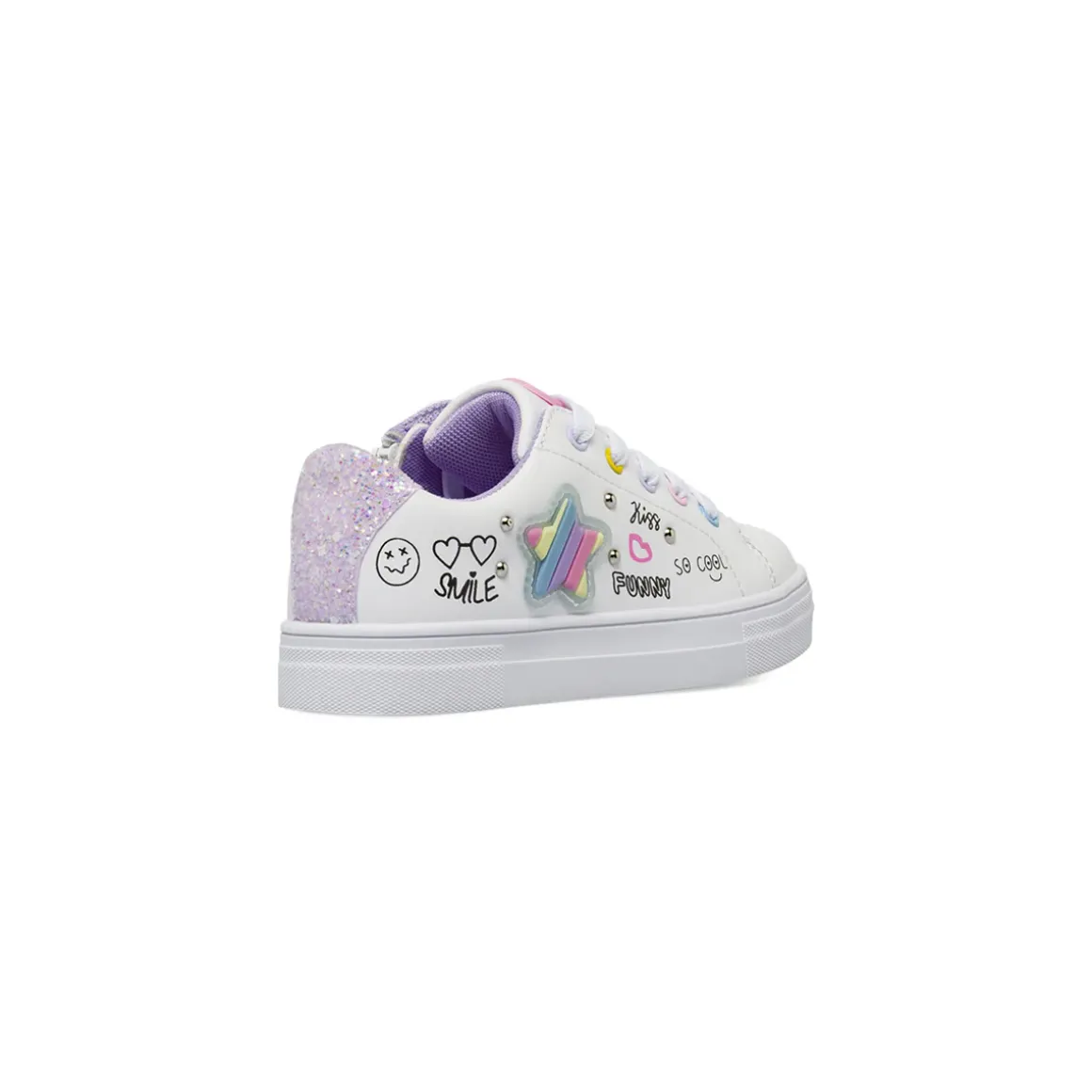 Sneakers da bambina bianche con stella iridescente Dieci Baci
