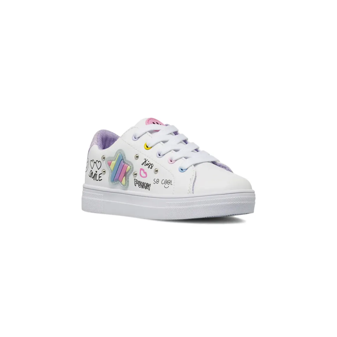 Sneakers da bambina bianche con stella iridescente Dieci Baci