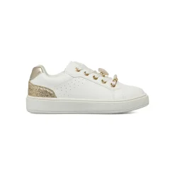 Sneakers da bambina bianche Dieci Baci con decorazioni perle e glitter