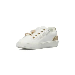 Sneakers da bambina bianche Dieci Baci con decorazioni perle e glitter