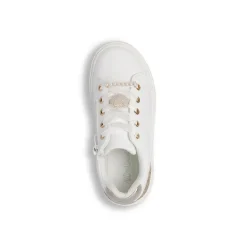 Sneakers da bambina bianche Dieci Baci con decorazioni perle e glitter