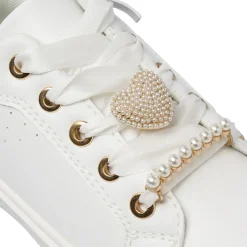 Sneakers da bambina bianche Dieci Baci con decorazioni perle e glitter