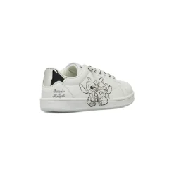 Sneakers da bambina bianche e argento con grafiche Stitch e Angel