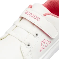 Sneakers da bambina bianche Kappa con strappo e dettagli rosa