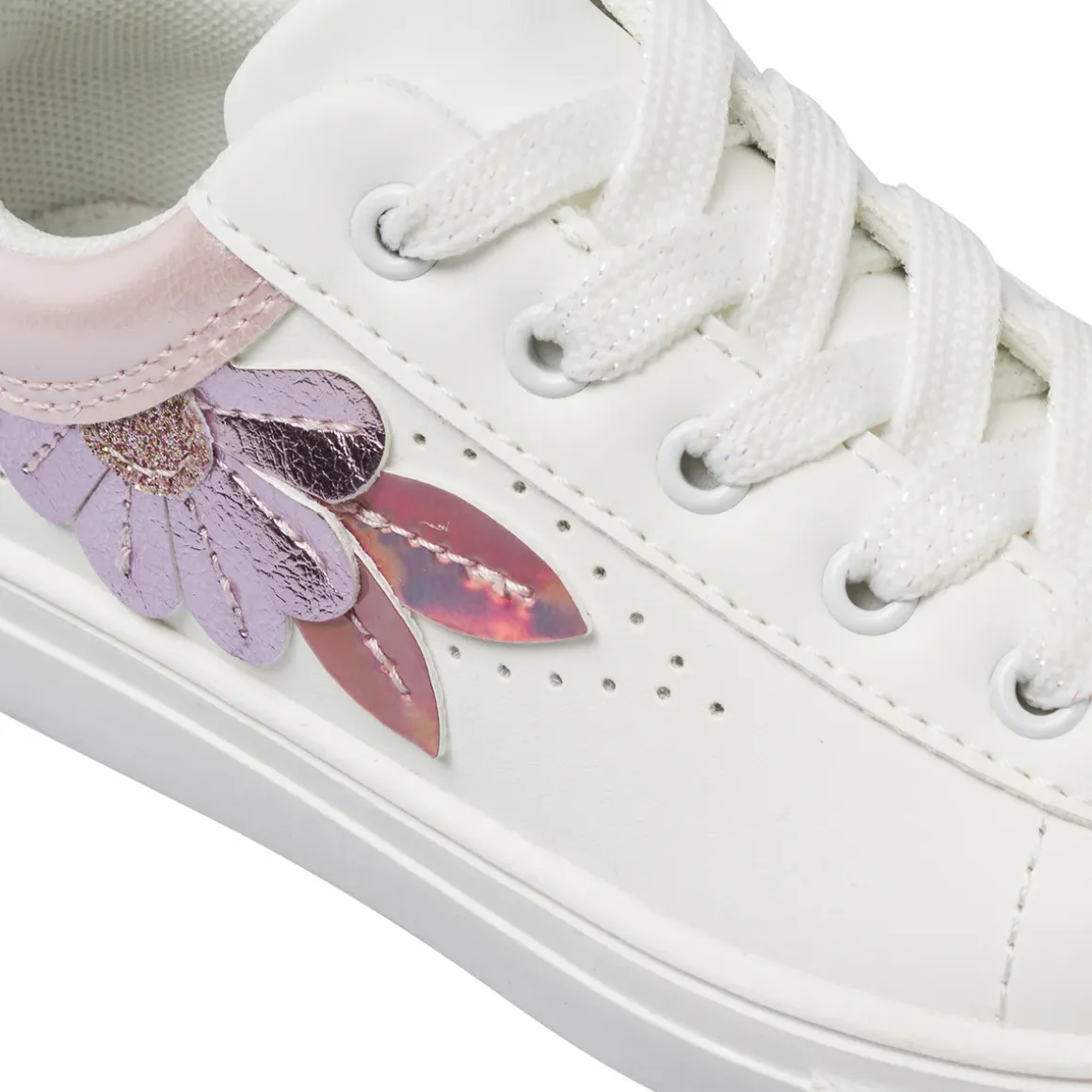 Sneakers da Bambina bianche Le scarpe di Alice con fiori glitter e zip