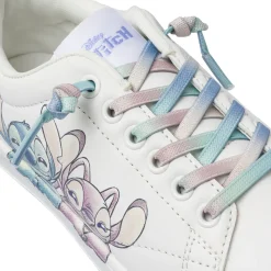 Sneakers da bambina bianche Stitch con Stitch con lacci arcobaleno