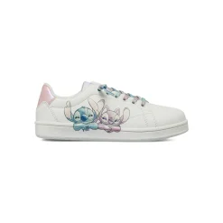 Sneakers da bambina bianche Stitch con Stitch con lacci arcobaleno