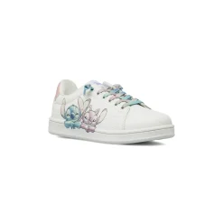 Sneakers da bambina bianche Stitch con Stitch con lacci arcobaleno