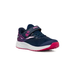Sneakers da bambina blu in tessuto tecnico con lacci e strappo in velcro Joma JR30
