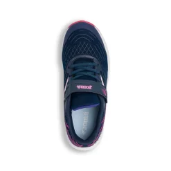 Sneakers da bambina blu in tessuto tecnico con lacci e strappo in velcro Joma JR30