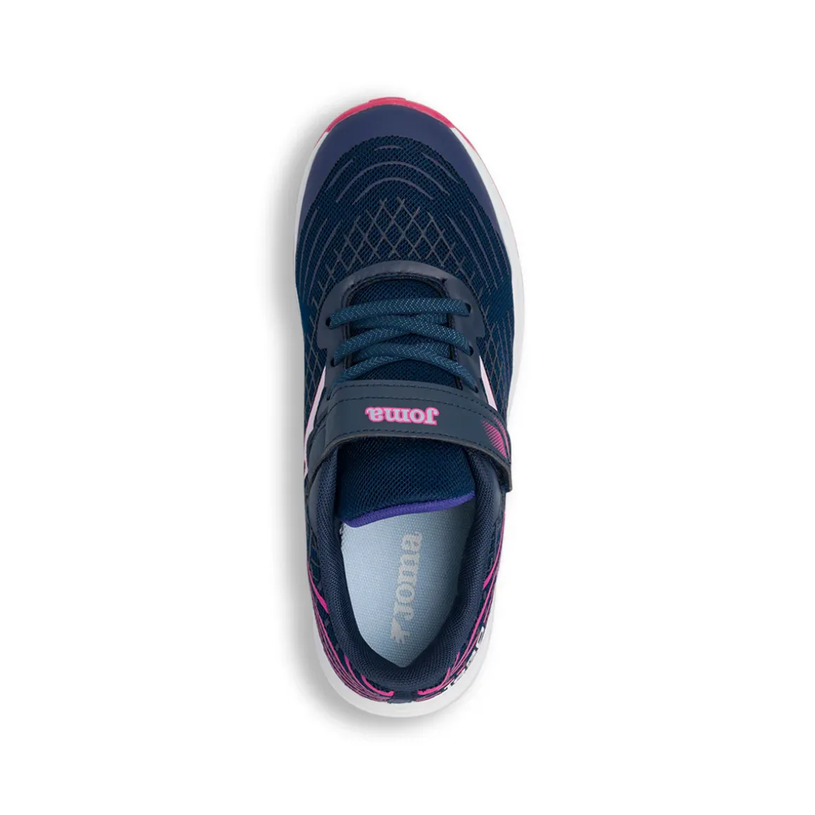 Sneakers da bambina blu in tessuto tecnico con lacci e strappo in velcro Joma JR30