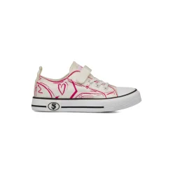 Sneakers da Bambina e Ragazza Bianche con dettagli fucsia a cuore Swish Jeans