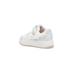 Sneakers da bambina Kappa bianche con strappo e dettagli iridescenti