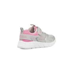 Sneakers da bambina Kappa grigio argento e rosa con chiusura a strappo