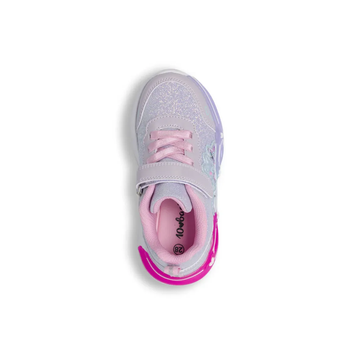 Sneakers da bambina lilla con glitter e suola con luci Dieci Baci