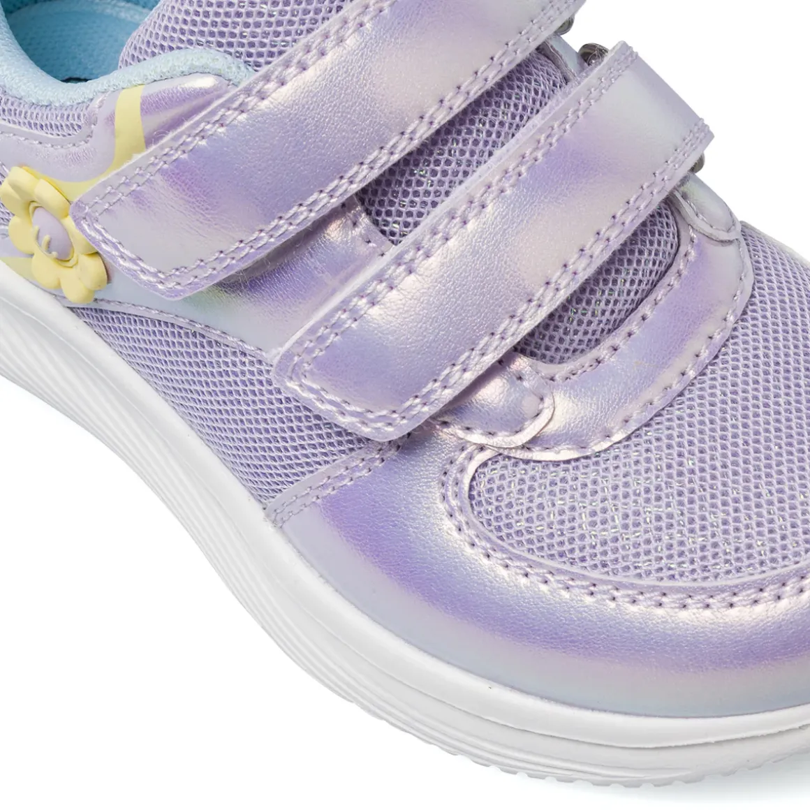 Sneakers da bambina lilla iridescente con strappo Le scarpe di Alice