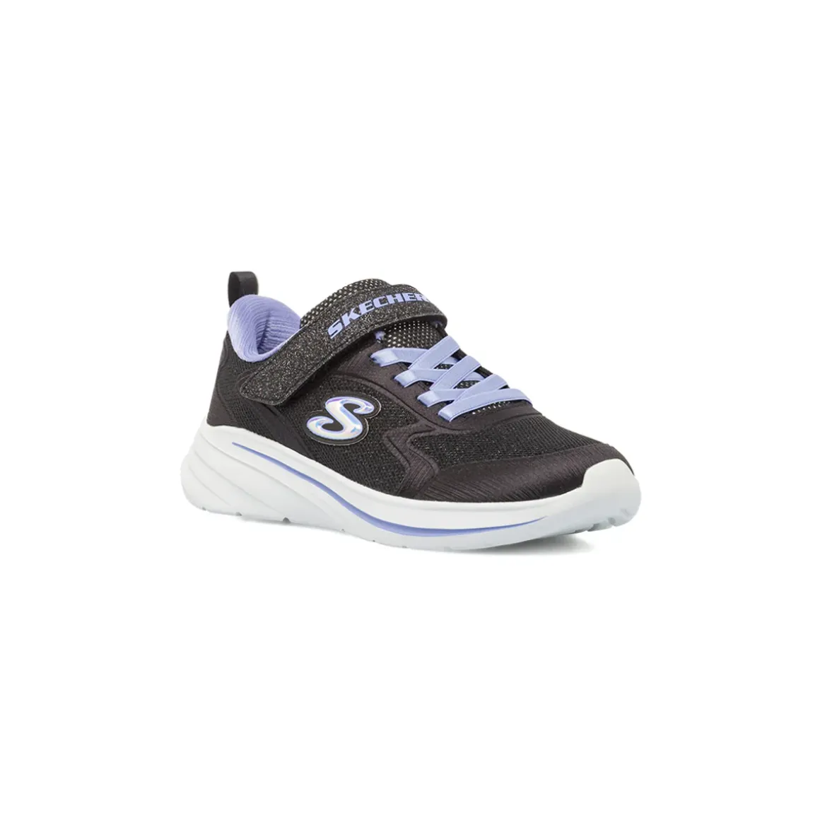 Sneakers da bambina nere con glitter e strappo Skechers