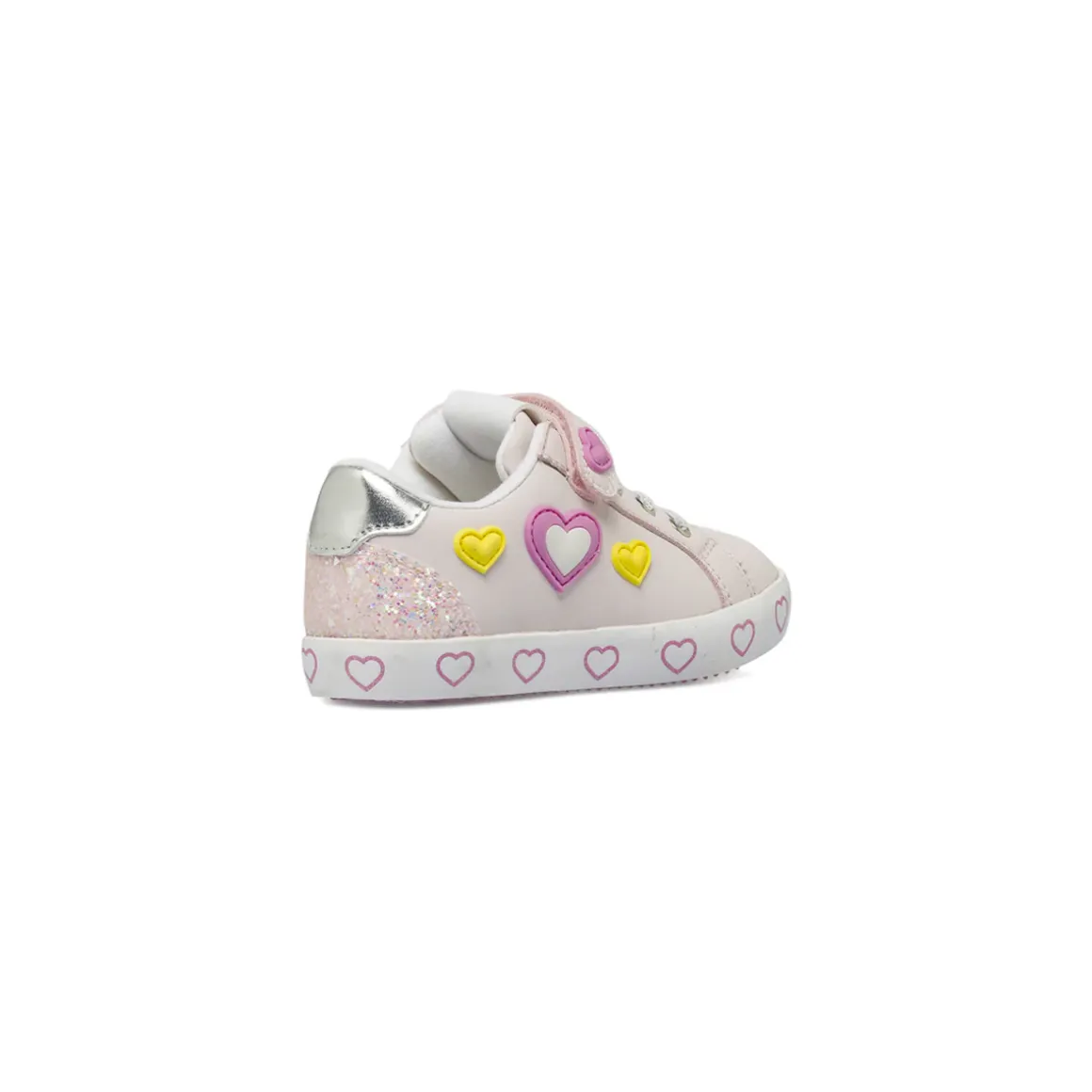 Sneakers da bambina rosa con applicazioni di cuori Dieci Baci