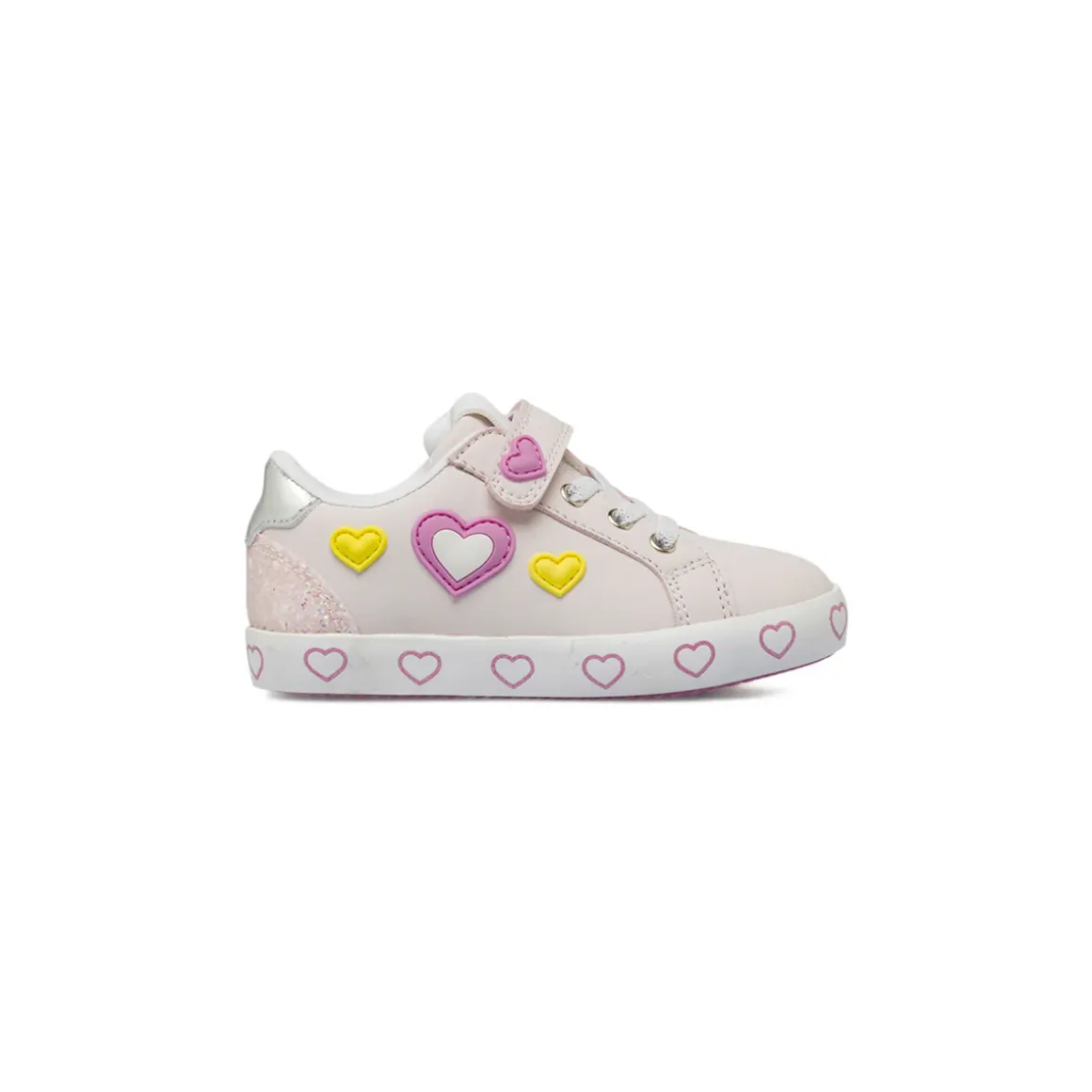 Sneakers da bambina rosa con applicazioni di cuori Dieci Baci