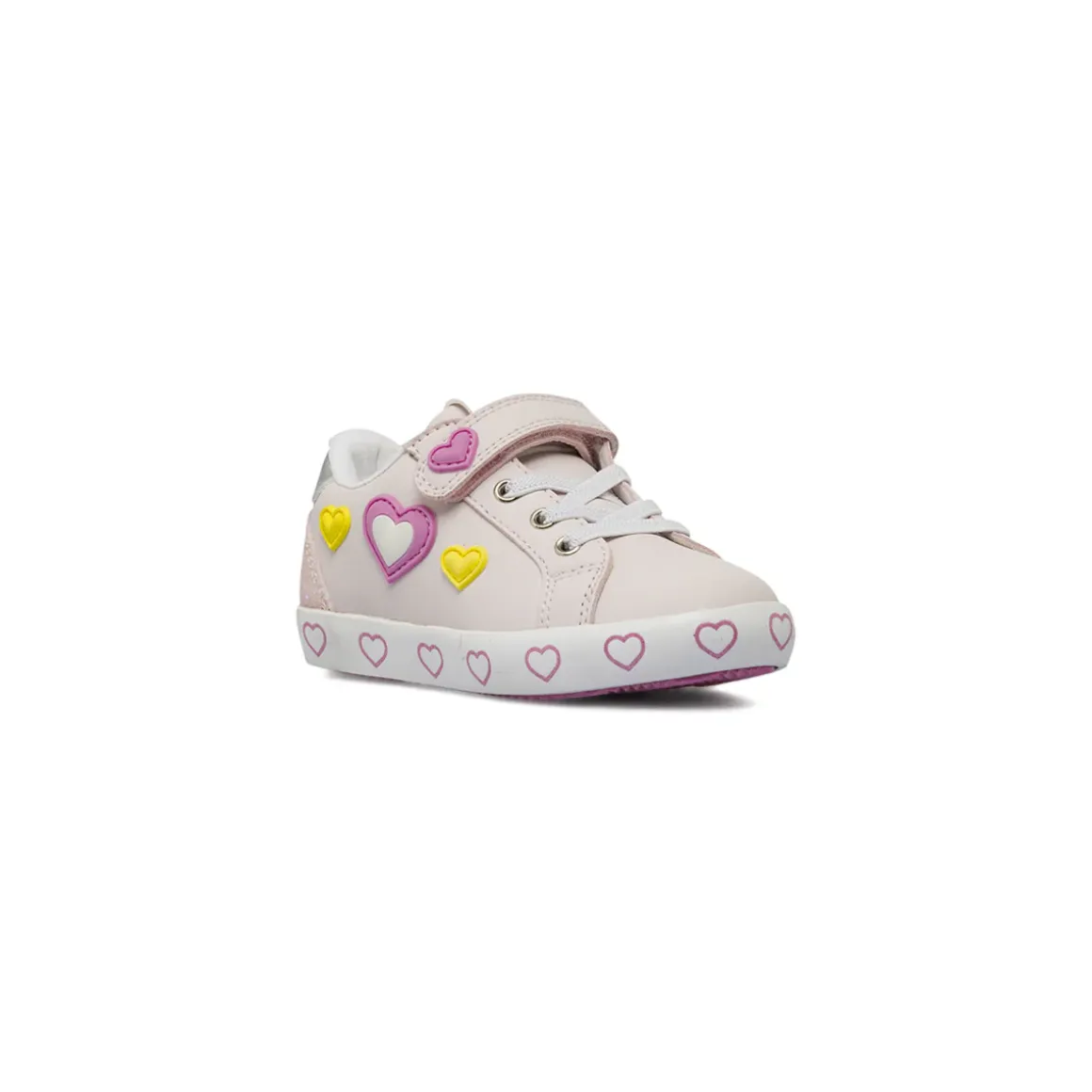 Sneakers da bambina rosa con applicazioni di cuori Dieci Baci