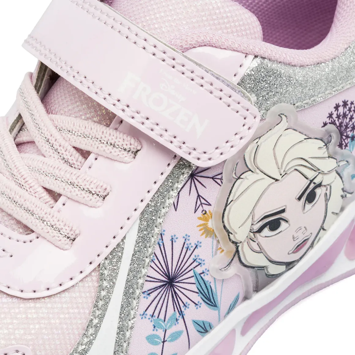 Sneakers da bambina rosa con luci nella suola e stampa Frozen