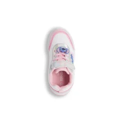 Sneakers da bambina rosa e bianche con luci e patch Stich
