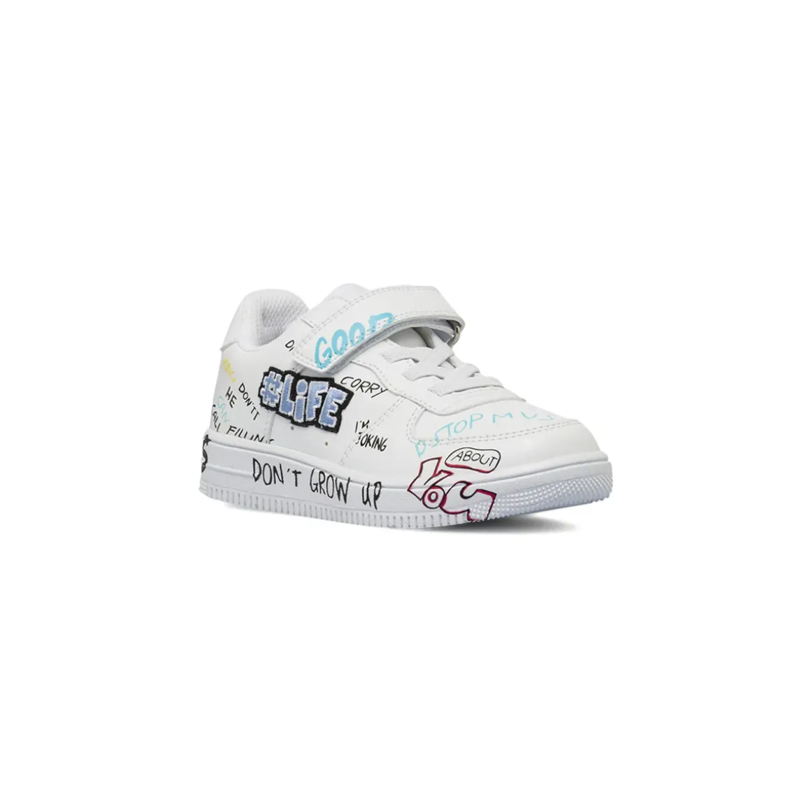 Sneakers da bambino bianche con stampe graffiti Birilli&Monelli