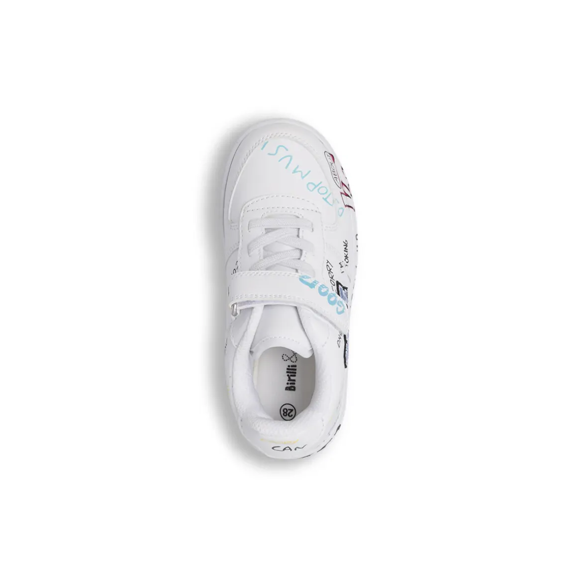 Sneakers da bambino bianche con stampe graffiti Birilli&Monelli