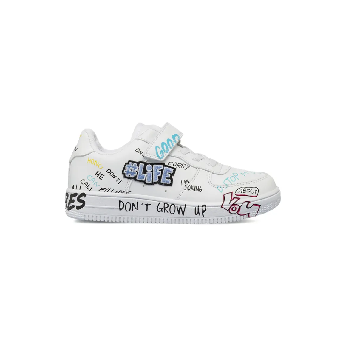 Sneakers da bambino bianche con stampe graffiti Birilli&Monelli
