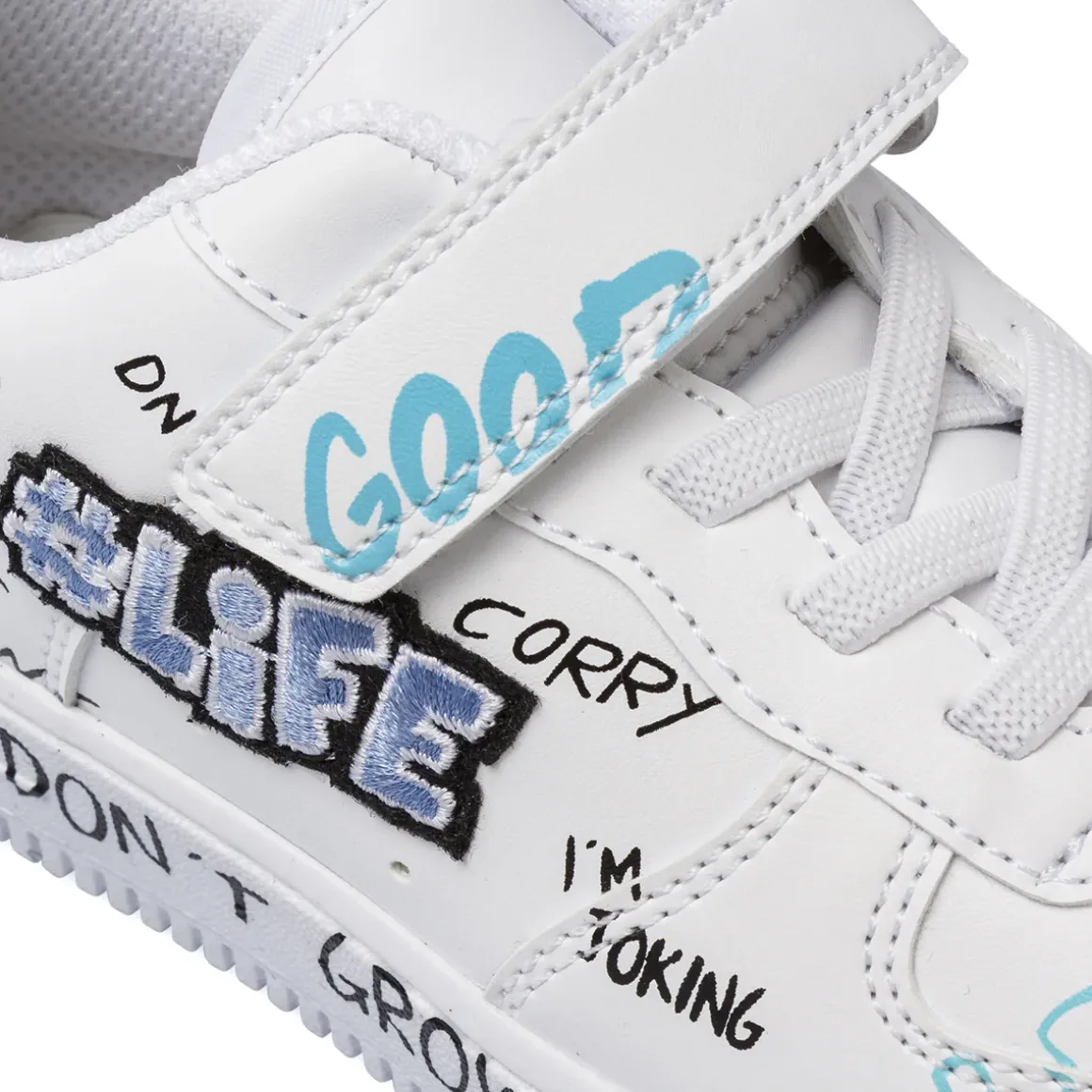 Sneakers da bambino bianche con stampe graffiti Birilli&Monelli