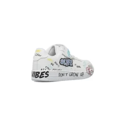 Sneakers da bambino bianche con stampe graffiti Birilli&Monelli