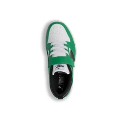 Sneakers da bambino bianche con dettagli neri e verdi Puma Rebound V6