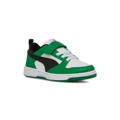 Sneakers da bambino bianche con dettagli neri e verdi Puma Rebound V6