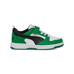 Sneakers da bambino bianche con dettagli neri e verdi Puma Rebound V6