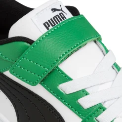 Sneakers da bambino bianche con dettagli neri e verdi Puma Rebound V6