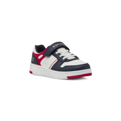 Sneakers da bambino blu con dettagli bianchi e rossi Navigare