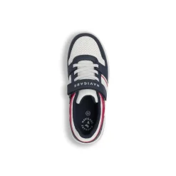 Sneakers da bambino blu con dettagli bianchi e rossi Navigare