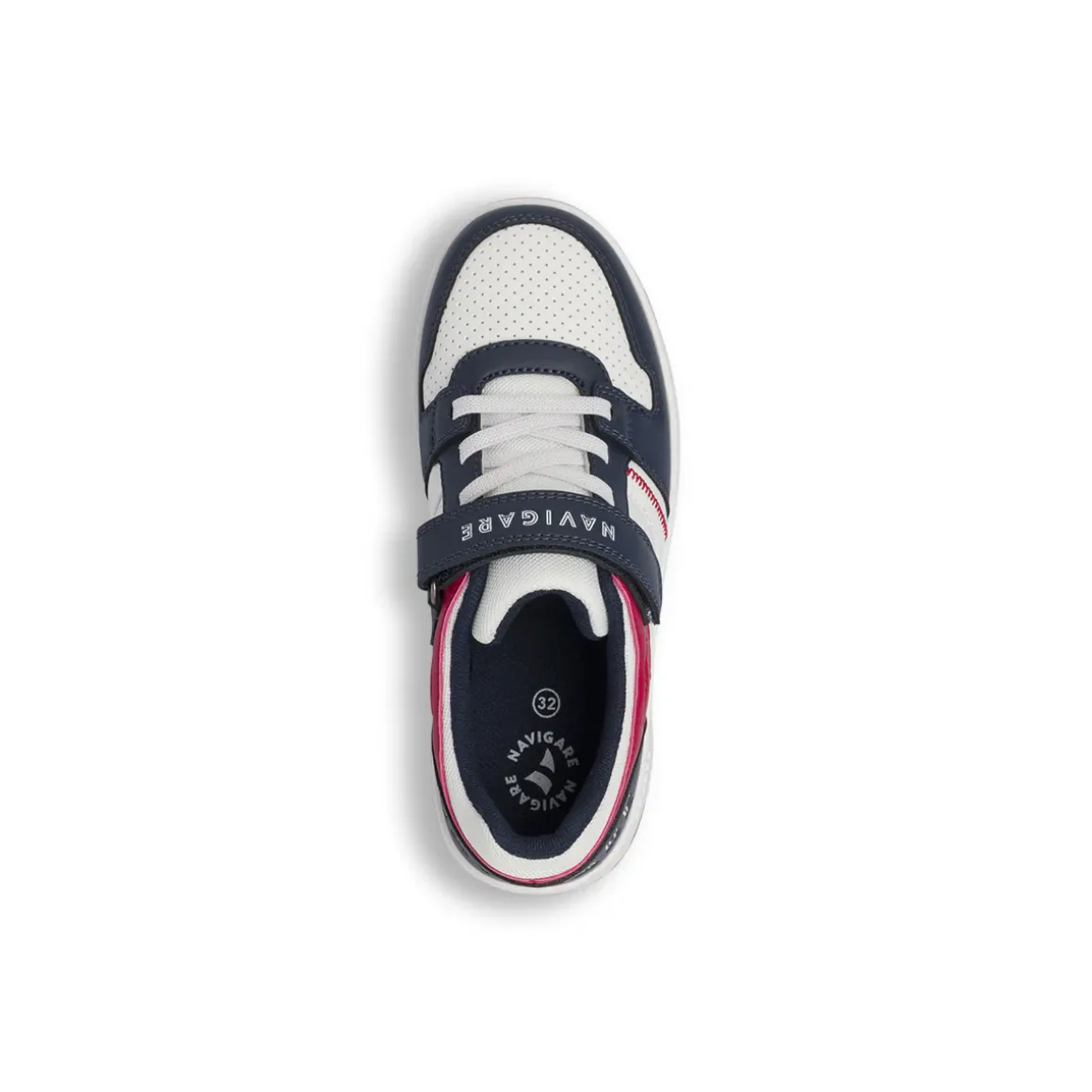 Sneakers da bambino blu con dettagli bianchi e rossi Navigare