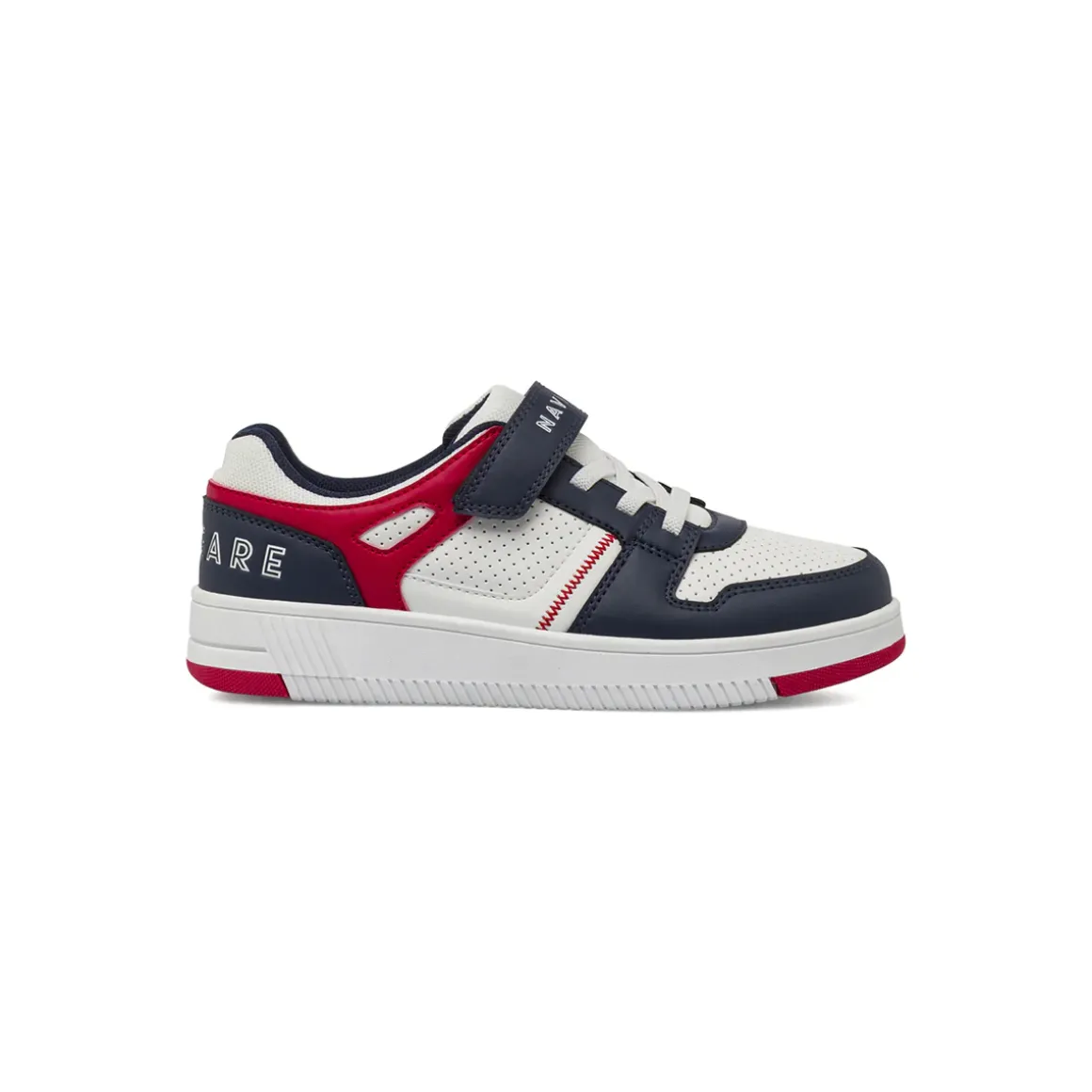 Sneakers da bambino blu con dettagli bianchi e rossi Navigare