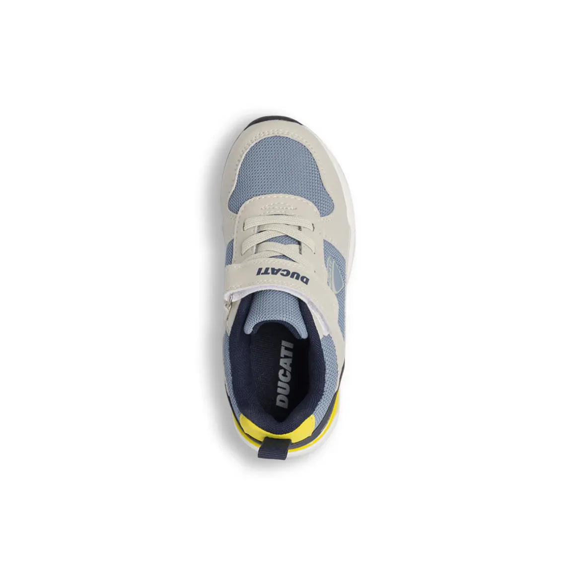 Sneakers da bambino blu con dettagli beige Ducati