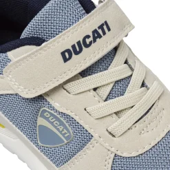Sneakers da bambino blu con dettagli beige Ducati