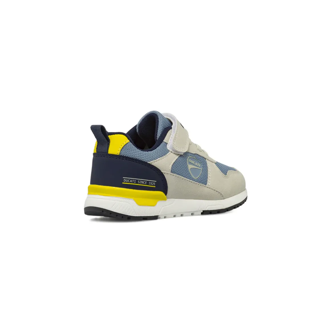 Sneakers da bambino blu con dettagli beige Ducati