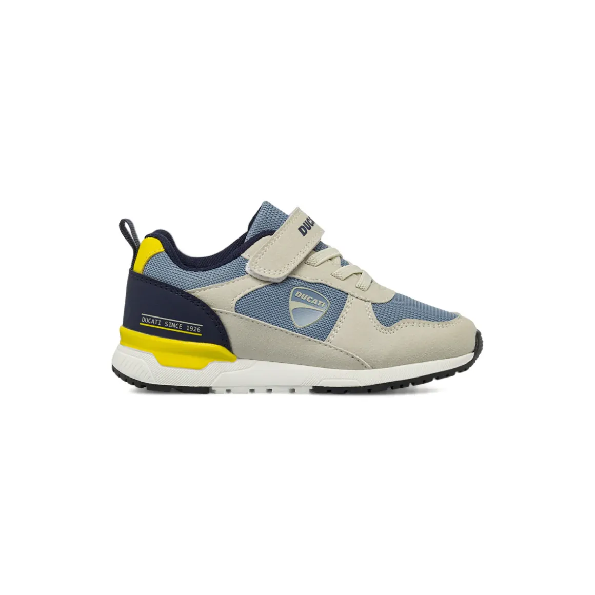 Sneakers da bambino blu con dettagli beige Ducati