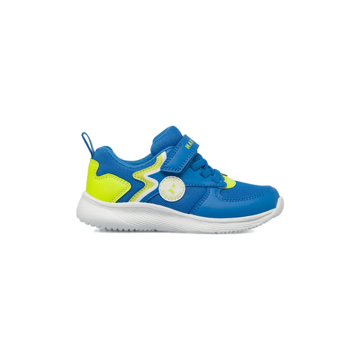 Sneakers da bambino blu con dettagli giallo fluo e strappo Navigare