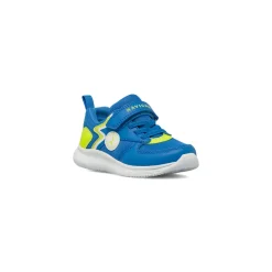 Sneakers da bambino blu con dettagli giallo fluo e strappo Navigare